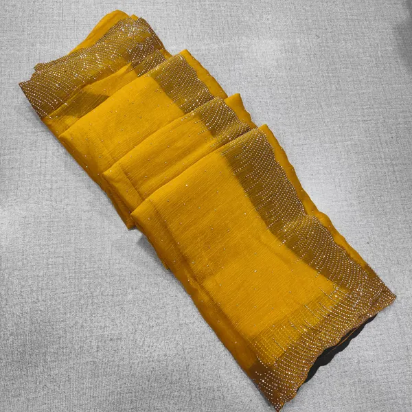 Premium Space Silk Plain Saree with Heavy Stone Work |SR70